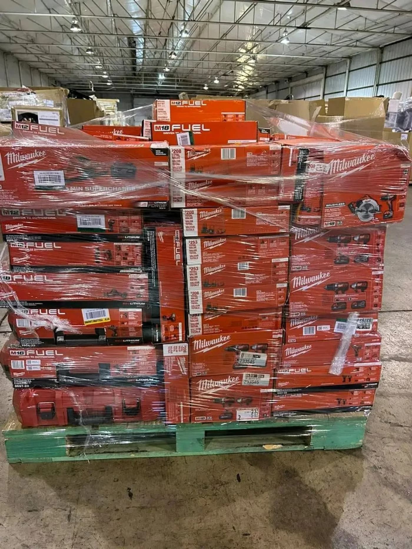 Milwaukee Tools Pallet, 150 Units (Large Lot) — full lot photo