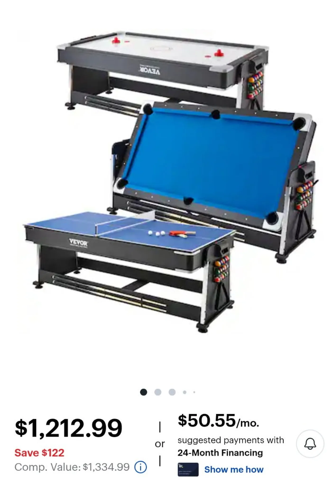 Billiards Table Plus Game-Room Items — full lot photo