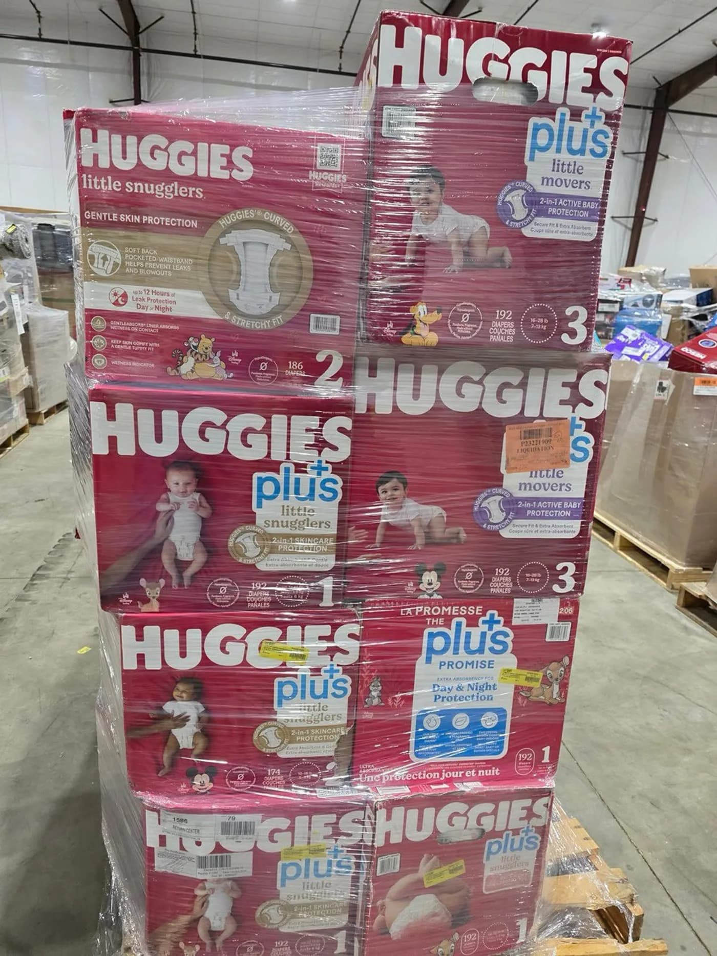 Baby Diapers Pallet, 90 Boxes — full lot photo
